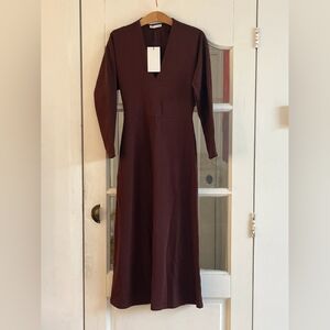 Elegant Brown Long Sleeve Dress